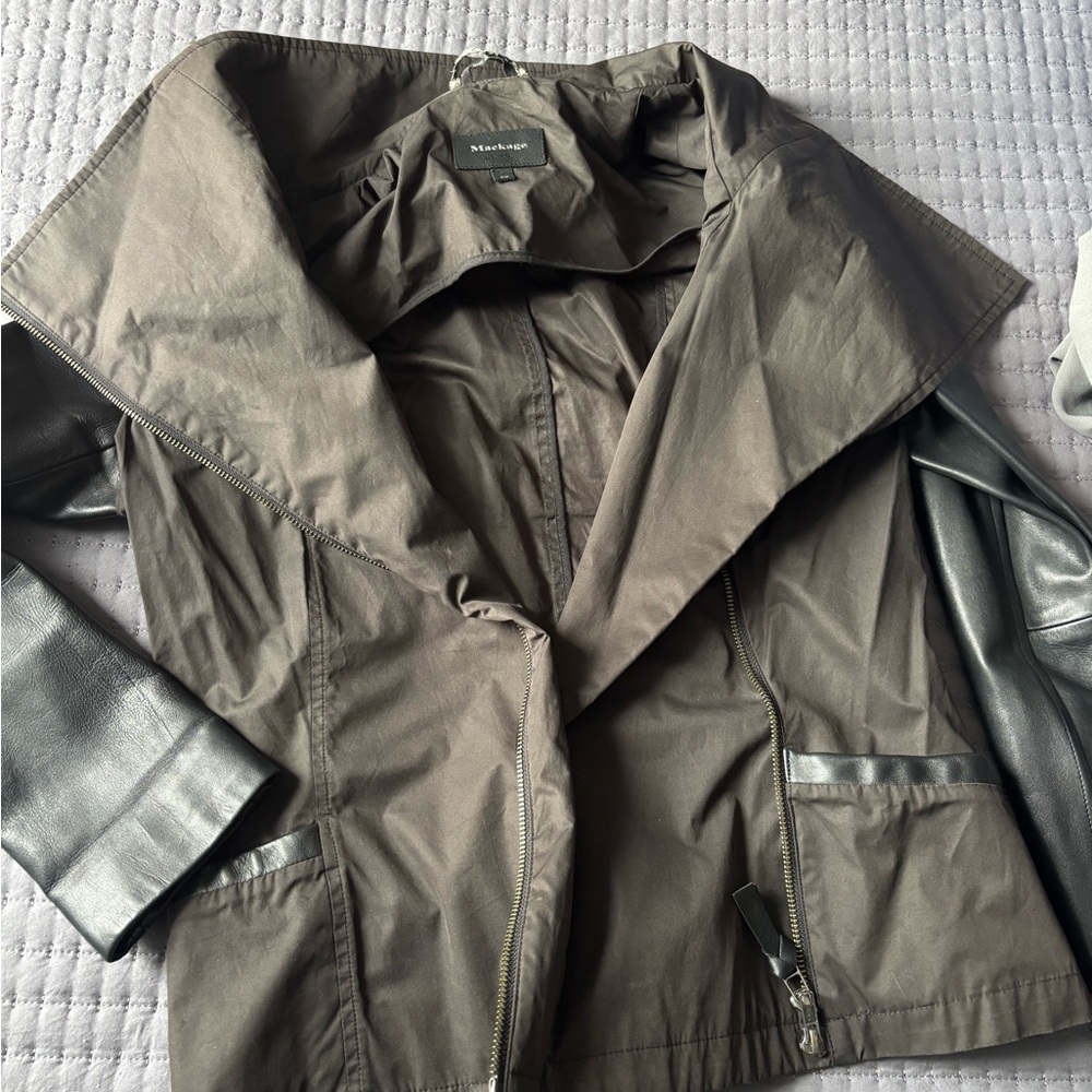 Mackage Coat with Black Leather Sleeves